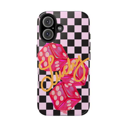 Lucky Pop iPhone Tough Case | Pink Checker Dice Protective Phone Case | iPhone 13-iPhone 17