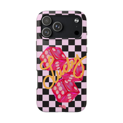 Lucky Pop iPhone Tough Case | Pink Checker Dice Protective Phone Case | iPhone 13-iPhone 17