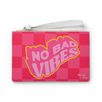 No Bad Vibes Pink Checker Wristlet Clutch