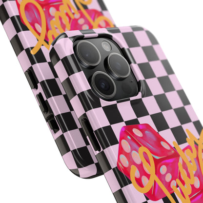 Lucky Pop iPhone Tough Case | Pink Checker Dice Protective Phone Case | iPhone 13-iPhone 17