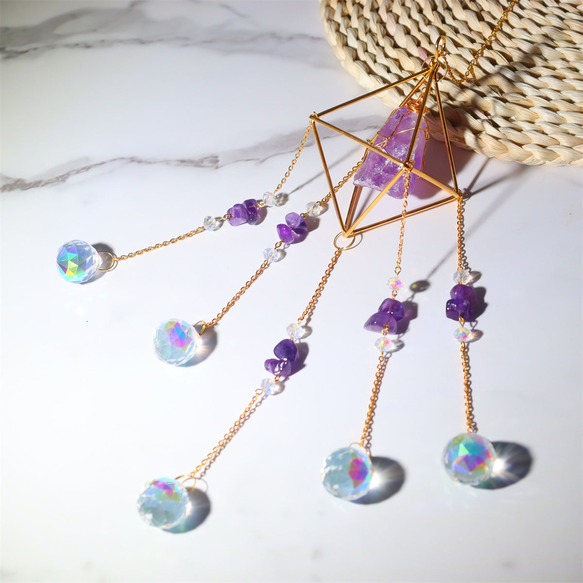 Natural Stone Crystal Wind Chime for Home Decor
