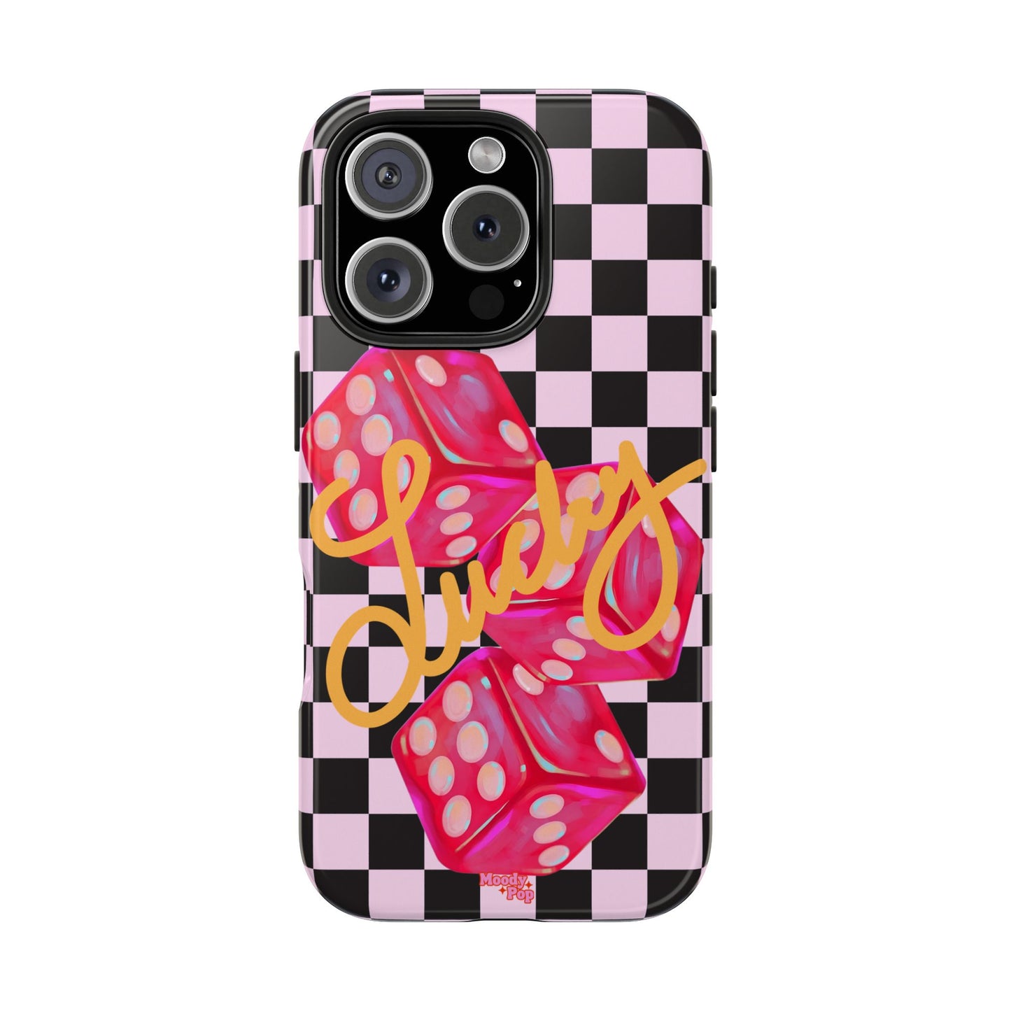 Lucky Pop iPhone Tough Case | Pink Checker Dice Protective Phone Case | iPhone 13-iPhone 17