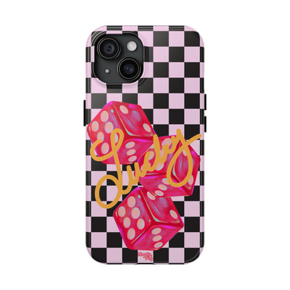 Lucky Pop iPhone Tough Case | Pink Checker Dice Protective Phone Case | iPhone 13-iPhone 17