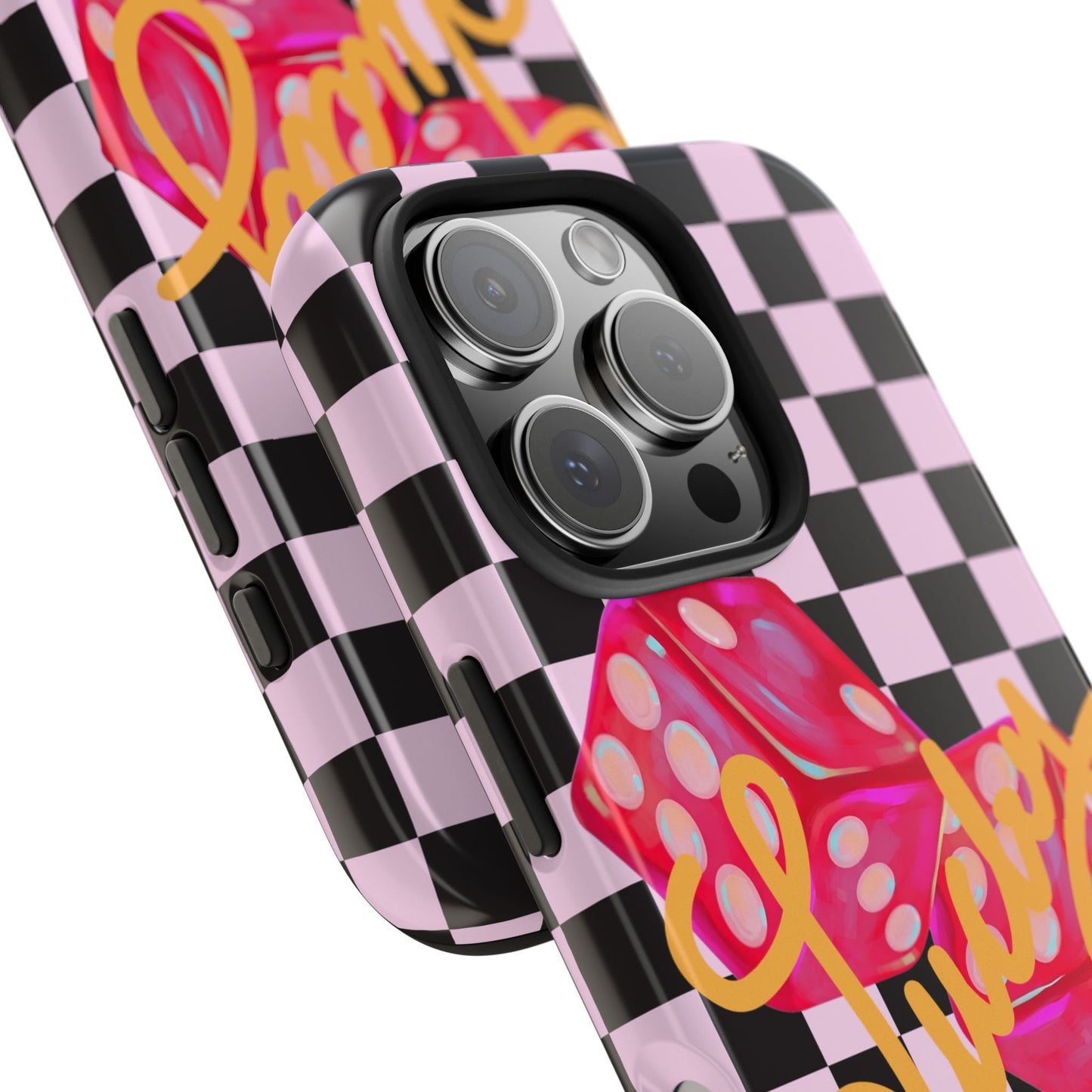 Lucky Pop iPhone Tough Case | Pink Checker Dice Protective Phone Case | iPhone 13-iPhone 17