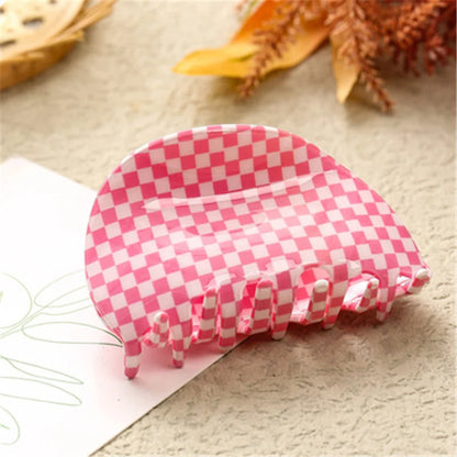 Hot Ins Checkered Hair Claw Clip Acrylic Acetate Black White Colorful Mosaic Grid Plaid Hair Clips Clamp Grab Women Accessories