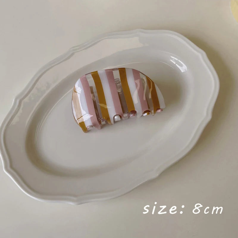 Hot Ins Checkered Hair Claw Clip Acrylic Acetate Black White Colorful Mosaic Grid Plaid Hair Clips Clamp Grab Women Accessories
