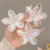 Y2K BE REAL Transparent CLIP Vacation Egg Flower Hair Clips Hawaii Beach Claws for Girls