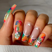 Paradise Pop | 24pcs Tropical Floral Press-On Nails | Long Ballerina
