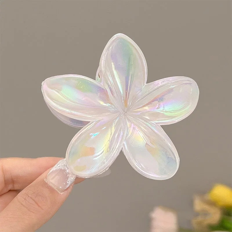 Y2K BE REAL Transparent CLIP Vacation Egg Flower Hair Clips Hawaii Beach Claws for Girls
