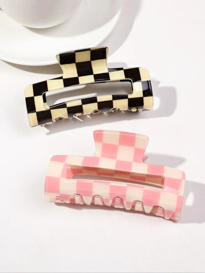 1Pcs Pink Checkered Large Hair Claw Clip for Women Girl,Cute Strong Hold Clip,Y2K Hair Barrettes Hair Accessories for Thick Hair