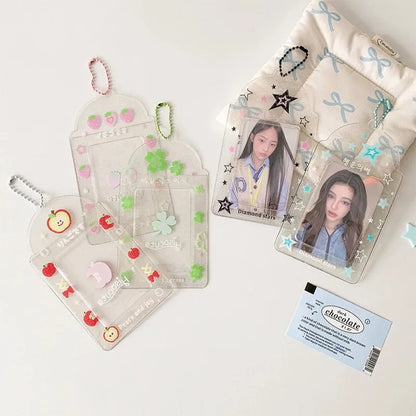 1pc Kpop Photocard Holder Keychain Y2K Kawaii Photo Card Keychain Charm Ins style transparent card sleeve