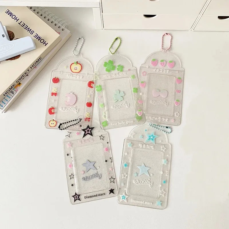 1pc Kpop Photocard Holder Keychain Y2K Kawaii Photo Card Keychain Charm Ins style transparent card sleeve