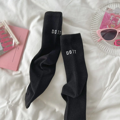 Y2K Pink Letter Sports Mid-Tube Socks