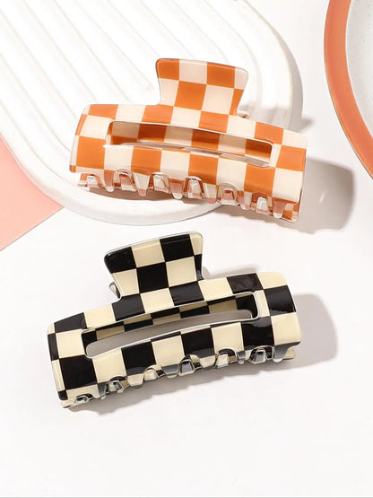 1Pcs Pink Checkered Large Hair Claw Clip for Women Girl,Cute Strong Hold Clip,Y2K Hair Barrettes Hair Accessories for Thick Hair