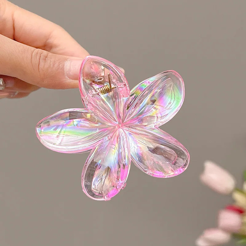 Y2K BE REAL Transparent CLIP Vacation Egg Flower Hair Clips Hawaii Beach Claws for Girls