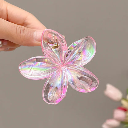 Y2K BE REAL Transparent CLIP Vacation Egg Flower Hair Clips Hawaii Beach Claws for Girls