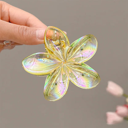 Y2K BE REAL Transparent CLIP Vacation Egg Flower Hair Clips Hawaii Beach Claws for Girls