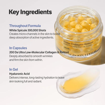Korean Deep Collagen Skin Care -  Silk Peptide Ampoule, Boosting Serum, Retinol Capsule Cream, Fade Fine Lines, Brightening