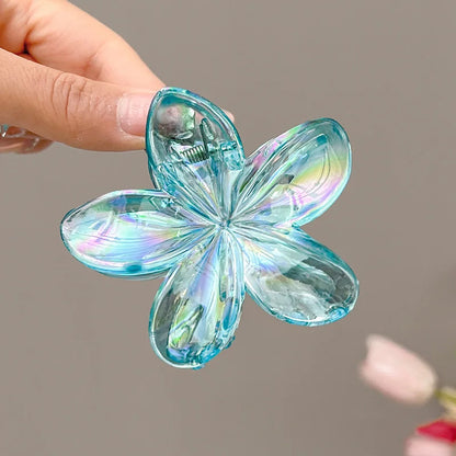 Y2K BE REAL Transparent CLIP Vacation Egg Flower Hair Clips Hawaii Beach Claws for Girls