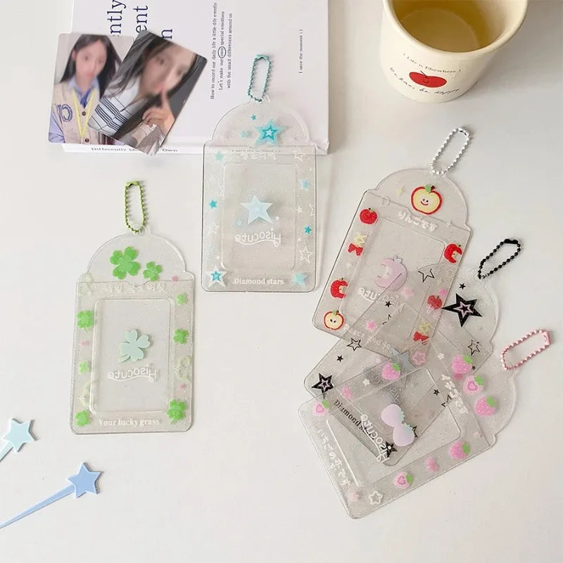1pc Kpop Photocard Holder Keychain Y2K Kawaii Photo Card Keychain Charm Ins style transparent card sleeve