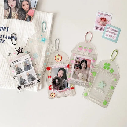 1pc Kpop Photocard Holder Keychain Y2K Kawaii Photo Card Keychain Charm Ins style transparent card sleeve