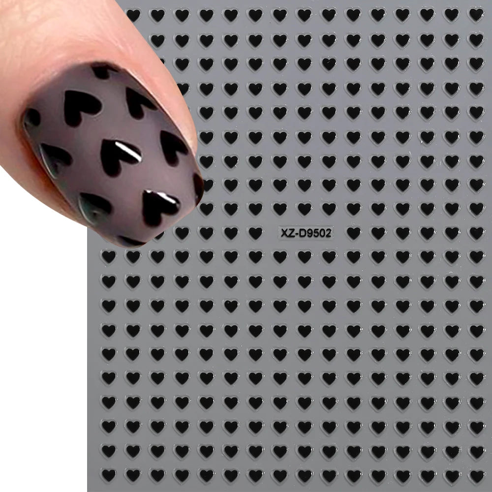 8pc 3D Mixed Color Heart Nail Stickers Valentines' Day Sweet Red Pink Love Selfadhesive Nail Decoration Decals Manicure Supplies