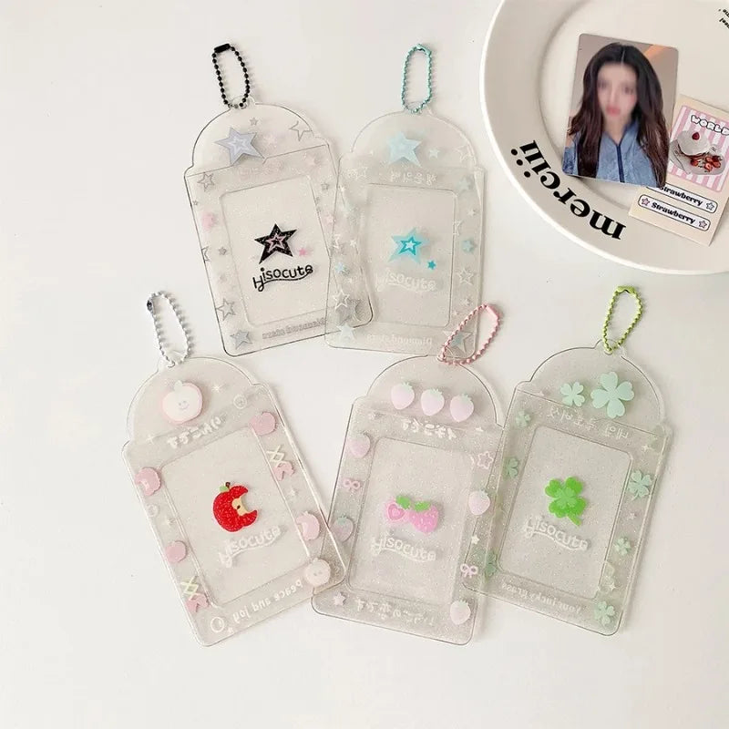 1pc Kpop Photocard Holder Keychain Y2K Kawaii Photo Card Keychain Charm Ins style transparent card sleeve
