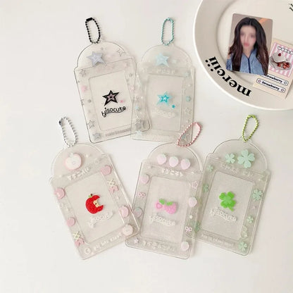 1pc Kpop Photocard Holder Keychain Y2K Kawaii Photo Card Keychain Charm Ins style transparent card sleeve