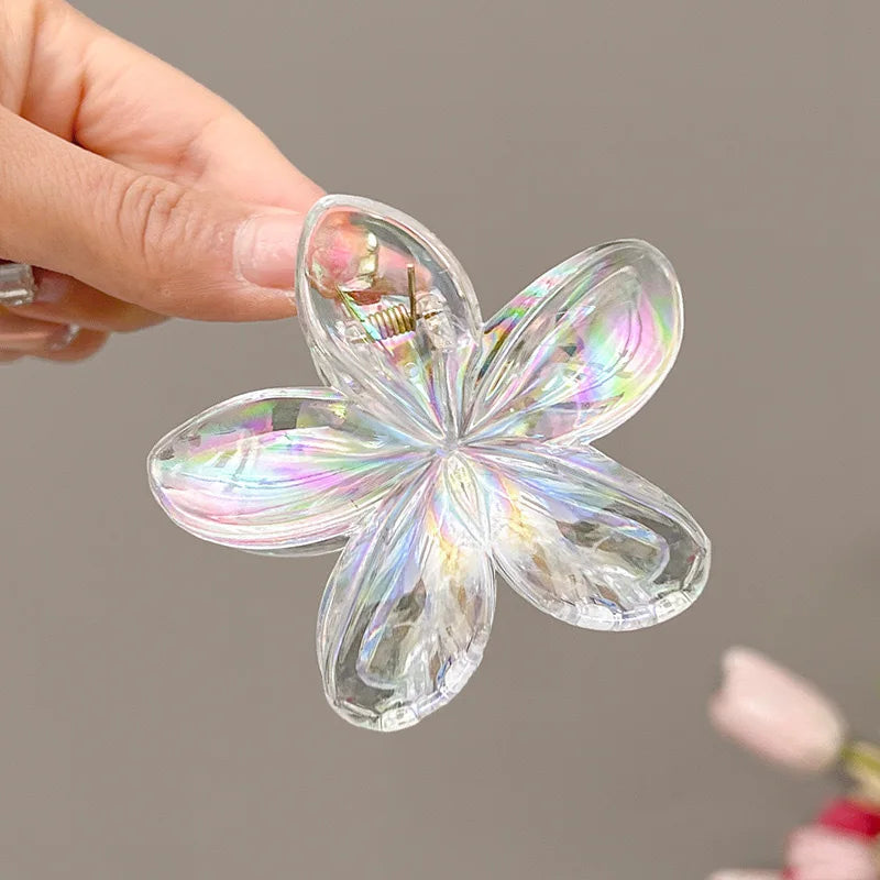 Y2K BE REAL Transparent CLIP Vacation Egg Flower Hair Clips Hawaii Beach Claws for Girls