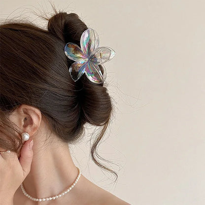 Y2K BE REAL Transparent CLIP Vacation Egg Flower Hair Clips Hawaii Beach Claws for Girls