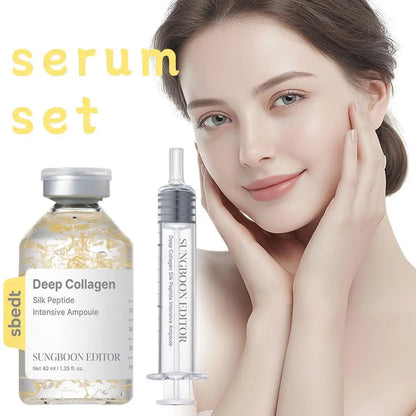Korean Deep Collagen Skin Care -  Silk Peptide Ampoule, Boosting Serum, Retinol Capsule Cream, Fade Fine Lines, Brightening