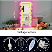 Neon Wall Sign Dimmable Wavy Mirror Neon Lights for Bar Bedroom Home Bathroom Decor Aesthetics Draw Birthday Gifts for Girls