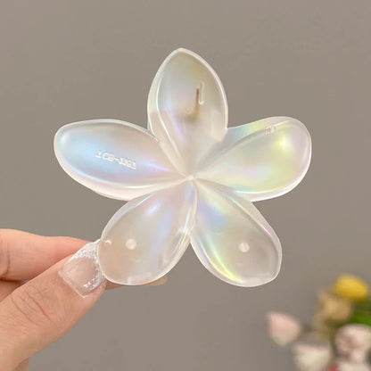 Y2K BE REAL Transparent CLIP Vacation Egg Flower Hair Clips Hawaii Beach Claws for Girls