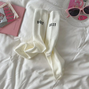 Y2K Pink Letter Sports Mid-Tube Socks
