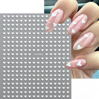 8pc 3D Mixed Color Heart Nail Stickers Valentines' Day Sweet Red Pink Love Selfadhesive Nail Decoration Decals Manicure Supplies