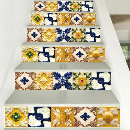 10pcs Portuguese Relief Tile Stickers for Home Decor