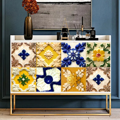 10pcs Portuguese Relief Tile Stickers for Home Decor