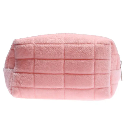 Large Capacity Pink Checkered Makeup Bag for Travel