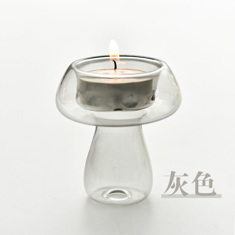 Creative Mushroom Glass Candle Holder for Home Decor