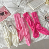 Y2K Pink Letter Sports Mid-Tube Socks