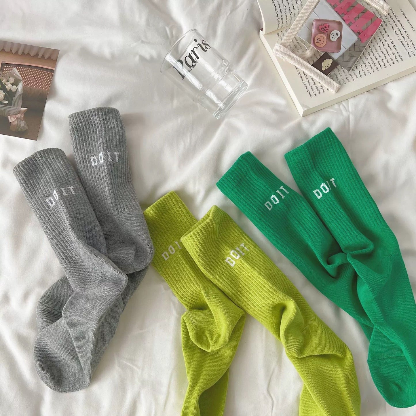 Y2K Pink Letter Sports Mid-Tube Socks