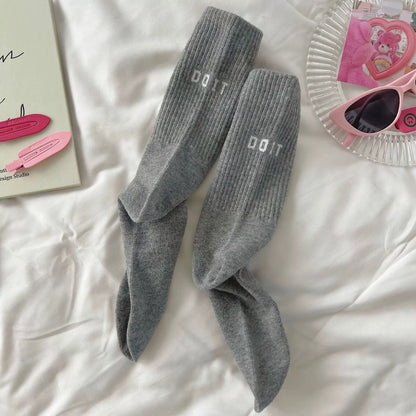 Y2K Pink Letter Sports Mid-Tube Socks