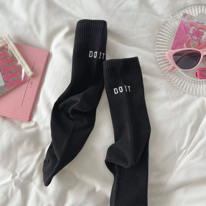 Y2K Pink Letter Sports Mid-Tube Socks
